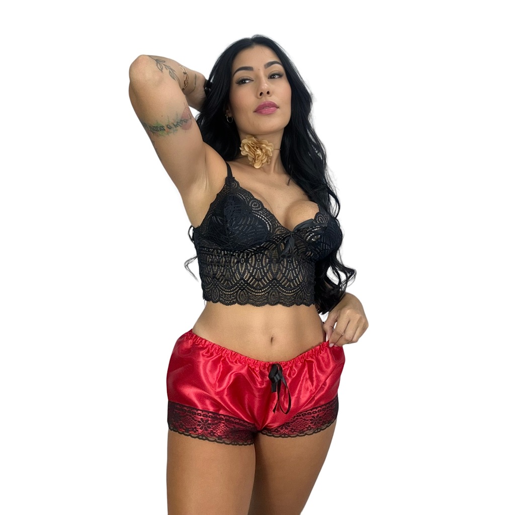 Baby Doll Cetim Short Doll Renda PRODUTO PREMIUM Pijama Cetim em Oferta na Shopee