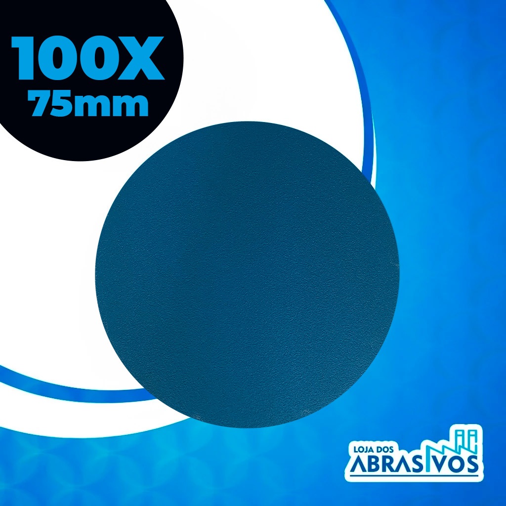 Kit com 100 Discos Lixa hookit com Base Velcro 3 Polegadas Sem furos - 75mm - Disco para Lanternagem, Disco para Madeira, Disco para Metais, Disco Funilaria