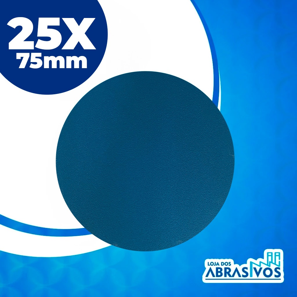 Kit 25 Discos Lixa hookit Base Velcro 3 Pol. (75mm) Sem furo - Disco para Lanternagem (faróis) , Madeira, Metais ou Funilaria