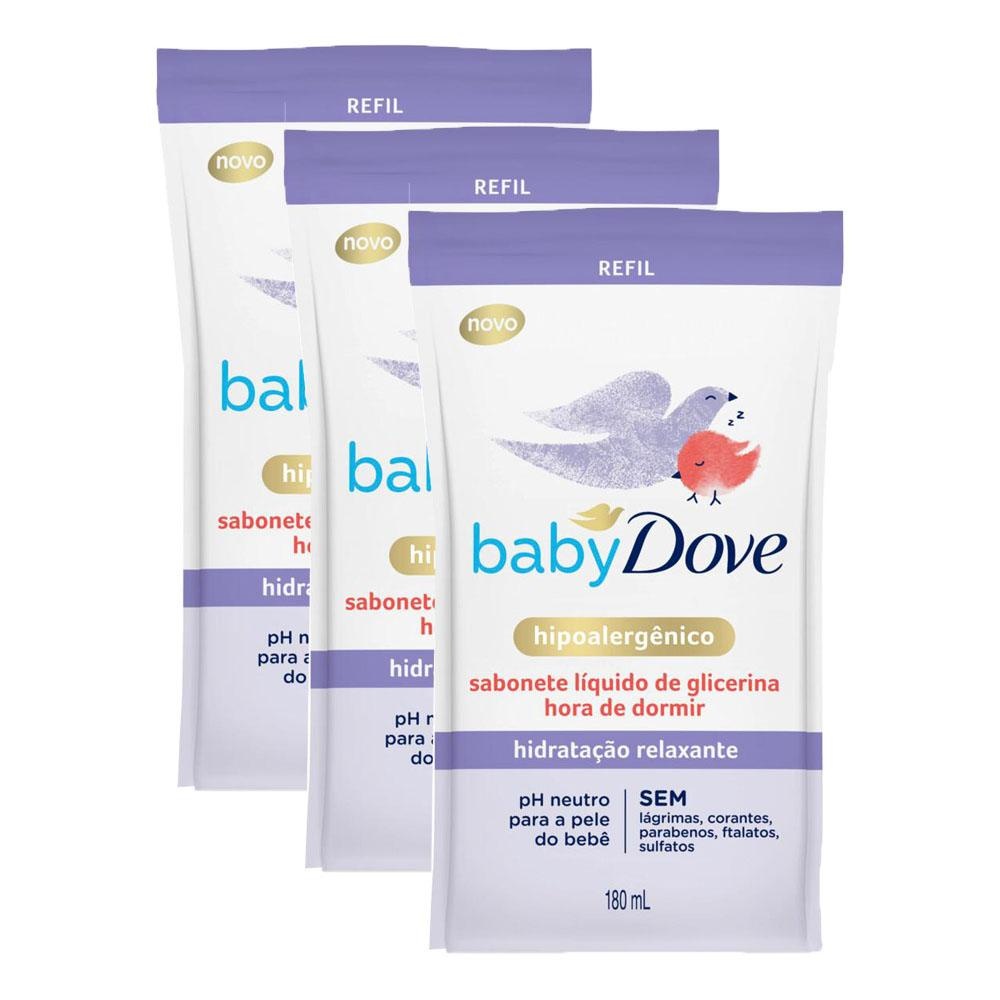 Kit 3x Refil Sabonete Líquido Dove Baby Hidratação Relaxante 180ml