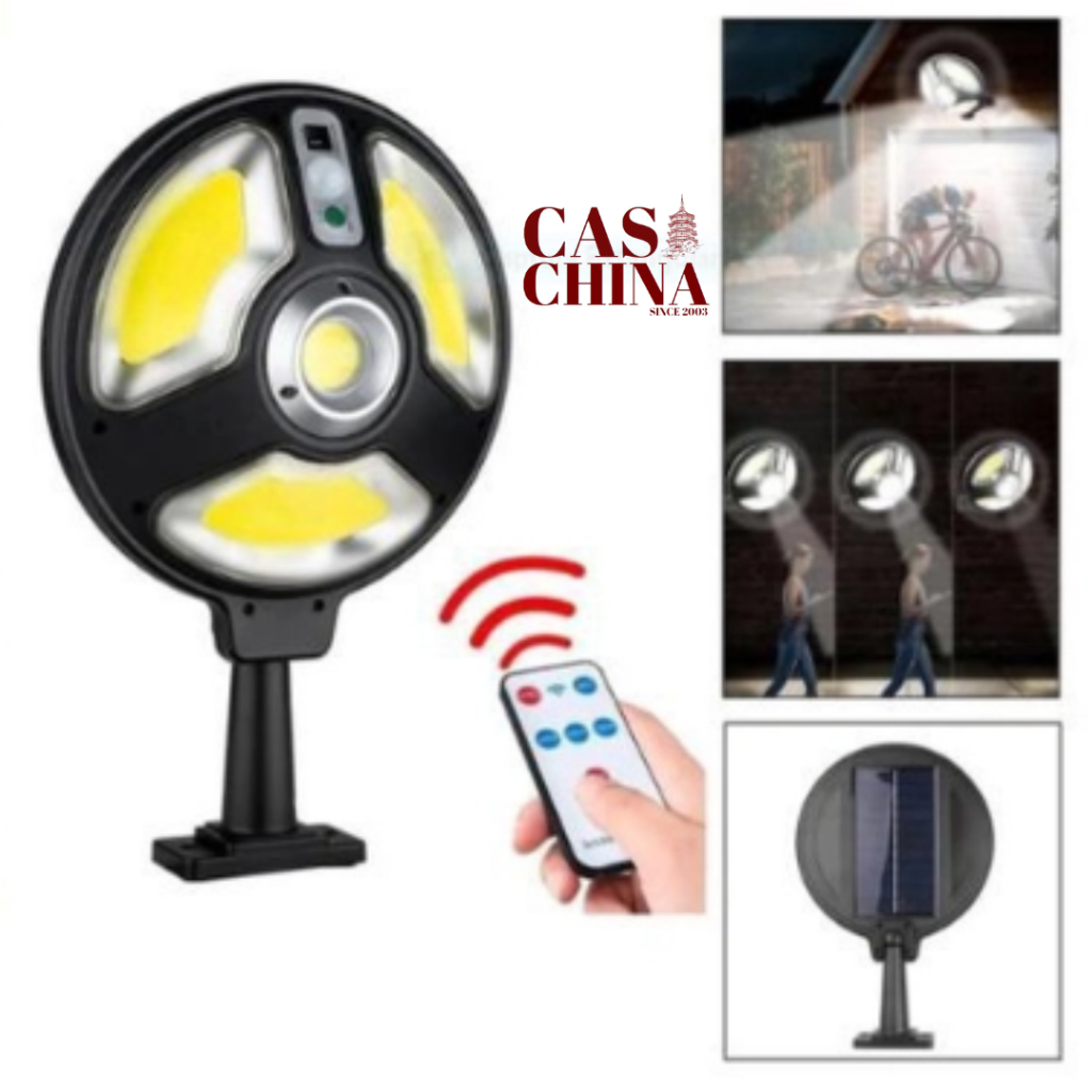Luminária de Parede Com Placa Solar Ajustável Microled 23W Com Sensor de Movimento e Fotocélula Redonda - LED