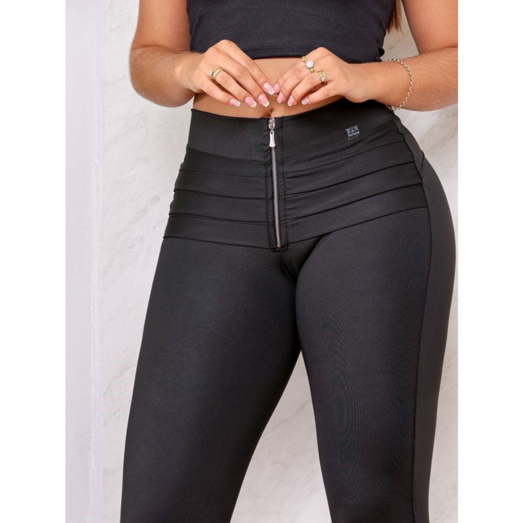 Calça Legging Levanta Bumbum Com Ziper Frontal Cintura Alta