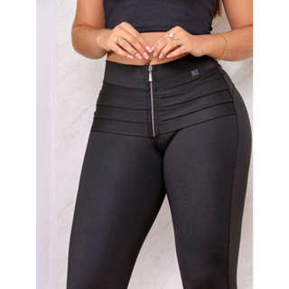 Calça Legging Levanta Bumbum Com Ziper Frontal Cintura Alta