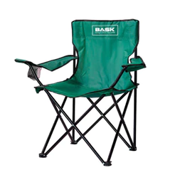 BASK Cadeira 150kg Premium Dobrável Portátil Reforçada | Porta-copo | Camping, Praia e Pesca