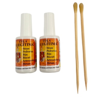 Kit 2 Cola Legítima Strass Pedrarias Metais 20ml + 2 Palito em Oferta na Shopee