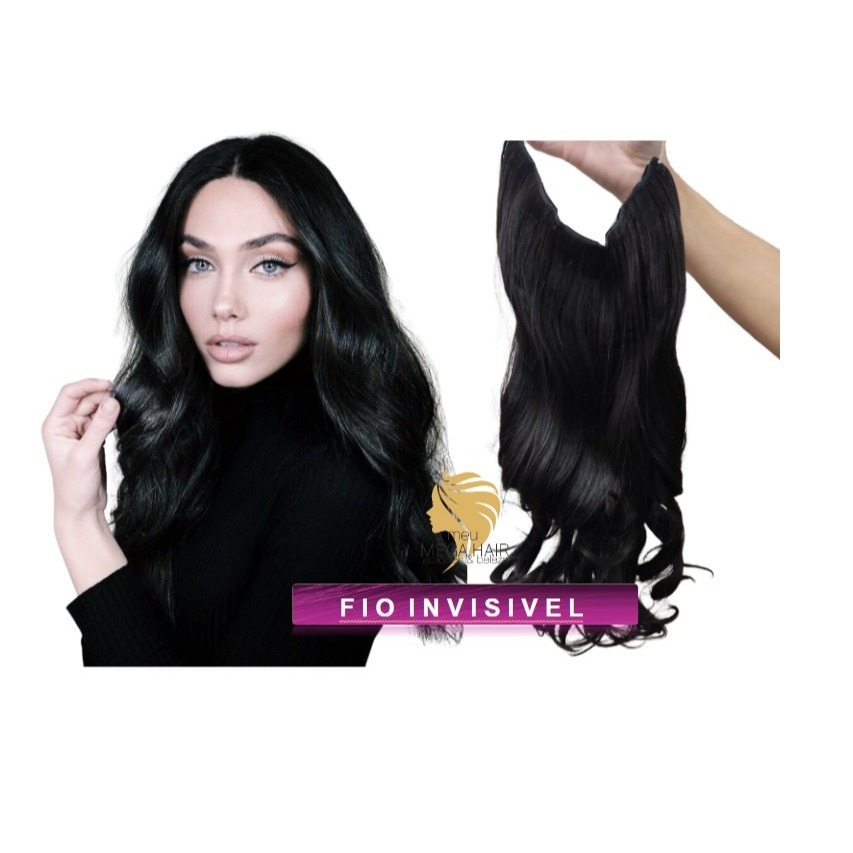 Cabelo Ondulado Russo Bio Humano Tic Tac Preto Ondulado 60cm 150grs Mega