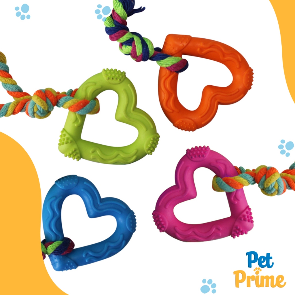 Brinquedo para Cachorro Coração e Osso de Plástico com Corda Savana Pet