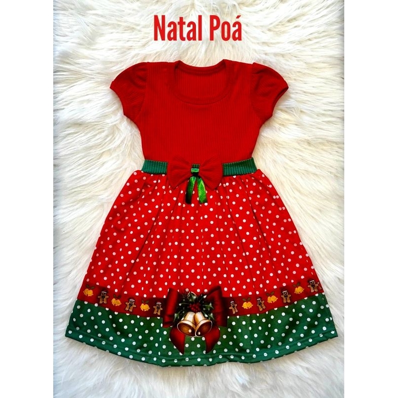 VESTIDO INFANTIL NATAL PAPAI NOEL 1 a 8 ANOS
