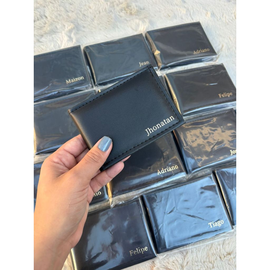 Carteira Masculina Slim Porta Cartão Personalizada Com Nome Em Couro Sintetico em Oferta na Shopee
