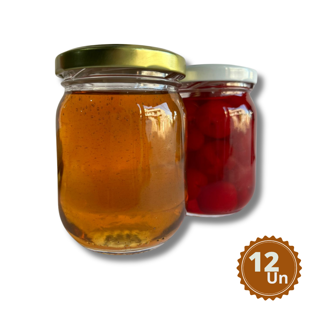 KIT com 12 Potes de Vidro Geleia 200ml com Tampas Metálicas e Lacres - Multiuso em Oferta na Shopee
