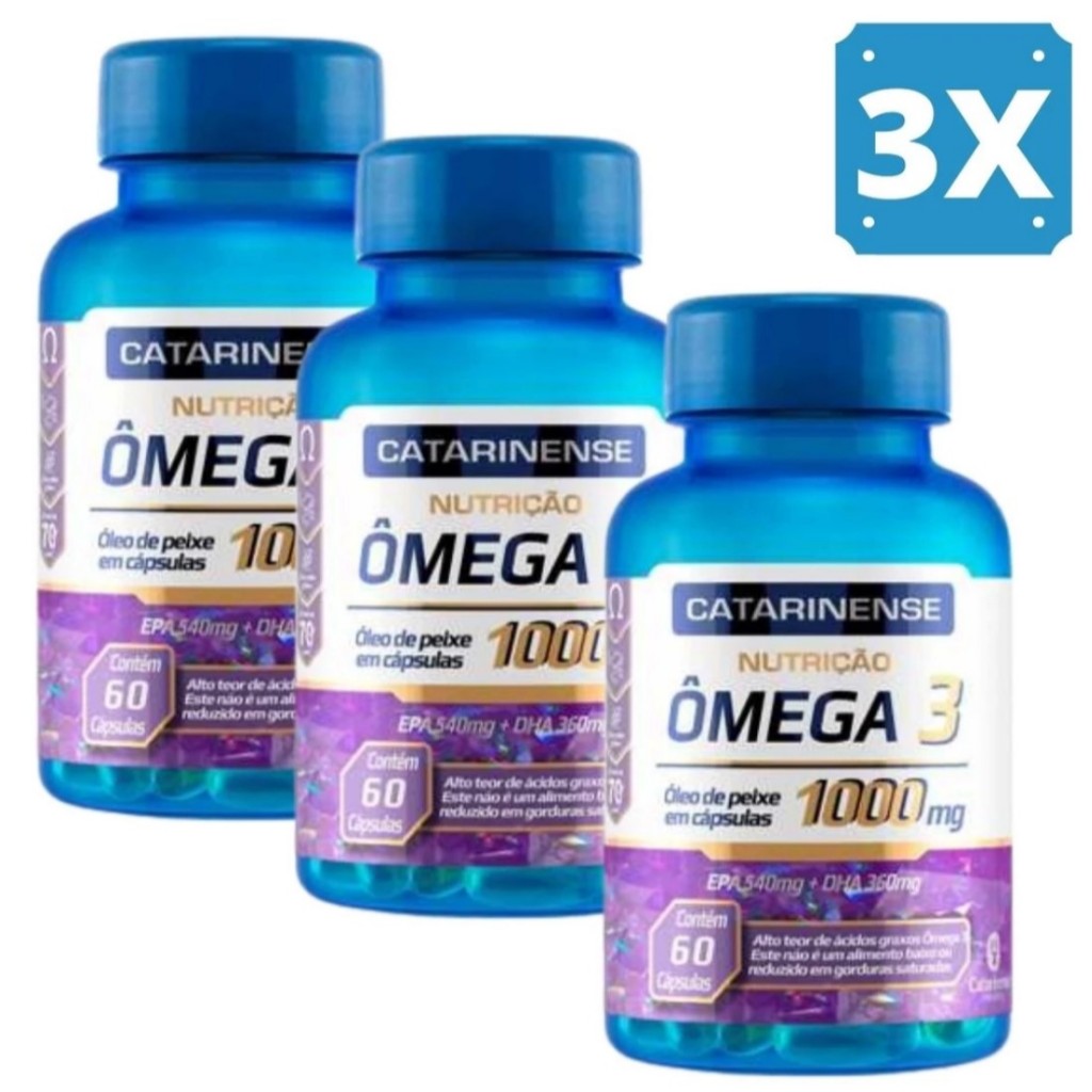 Kit Com 3x Ômega 3 1000mg Catarinense C/60 EPA 540mg DHA 360mg em Oferta na Shopee