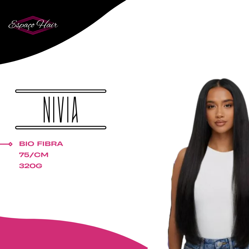 CABELO LISO NIVIA - BIO FIBRA - 320G - SLEEK B&V - SSIMILAR AO CABELO HUMANO - TOQUE SUAVVE E MACIO