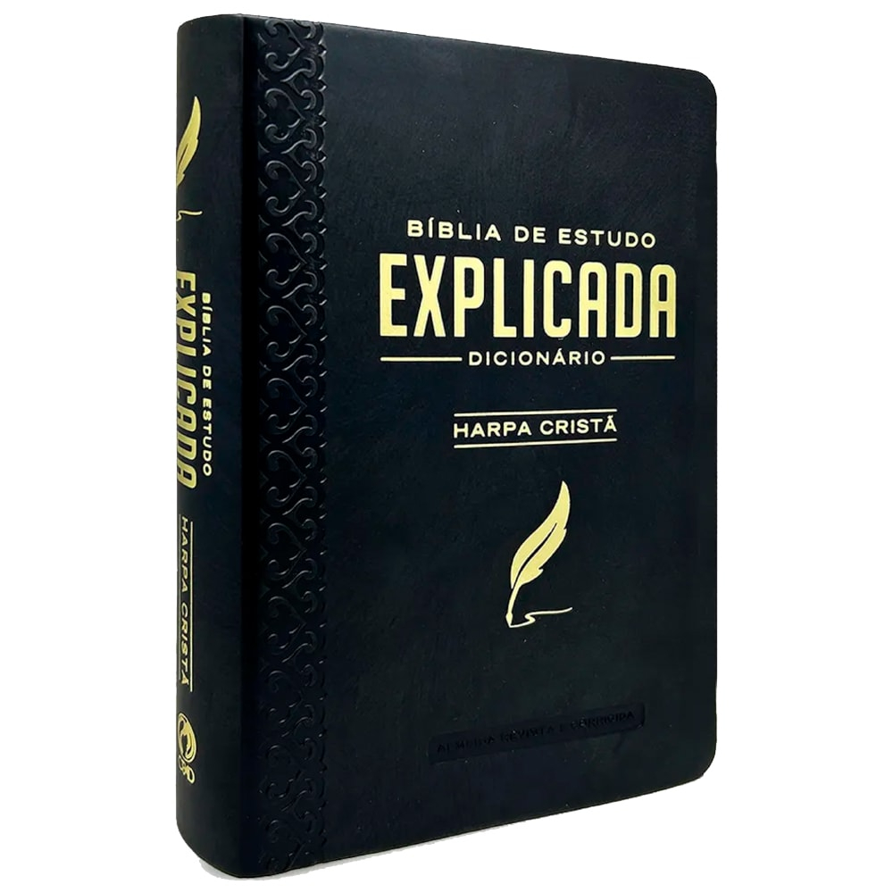 Bíblia de Estudo Explicada | ARC | Letra Média | Luxo Harpa Cristã Preta em Oferta na Shopee