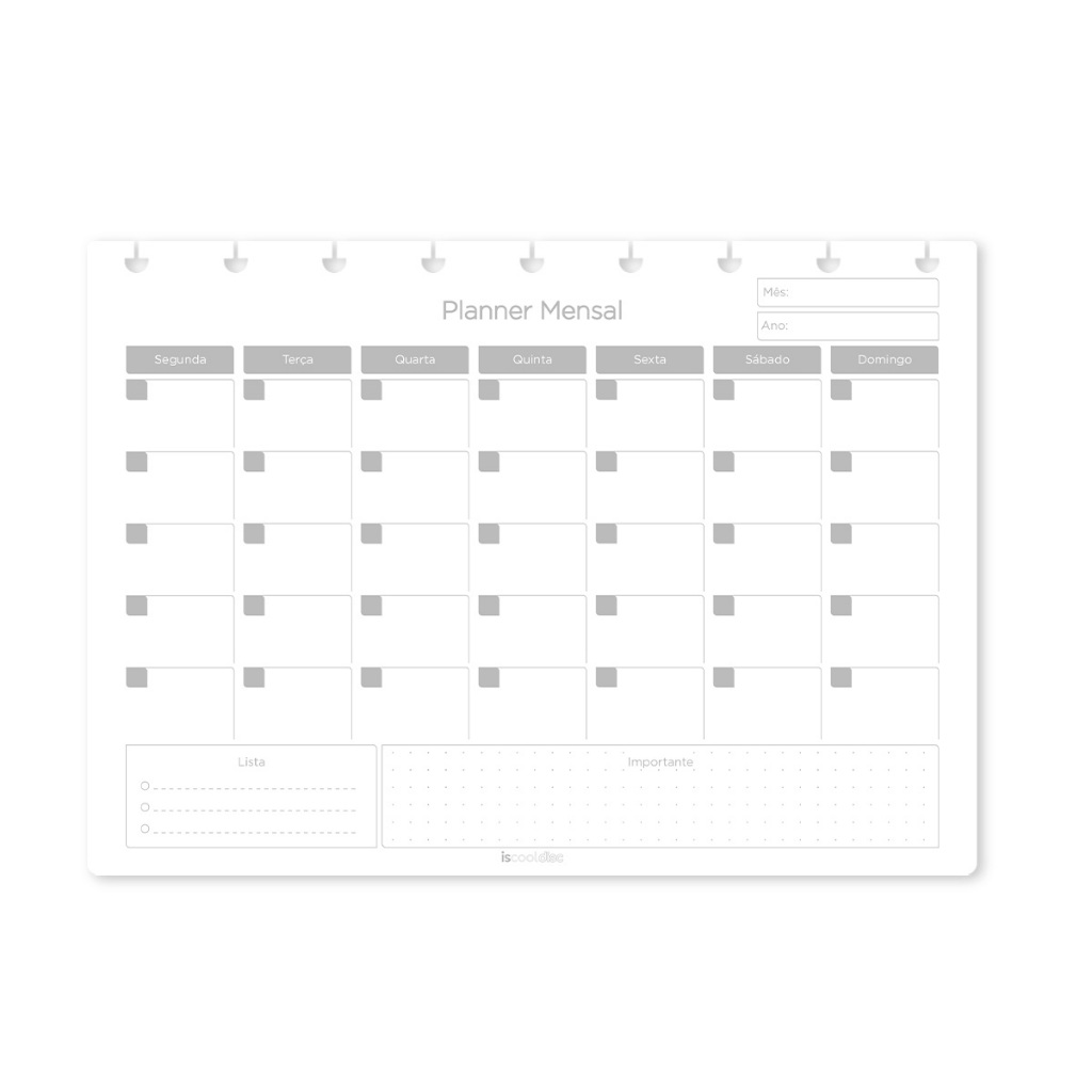 Refil Caderno De Disco Iscool Inteligente Planner Mensal Classic