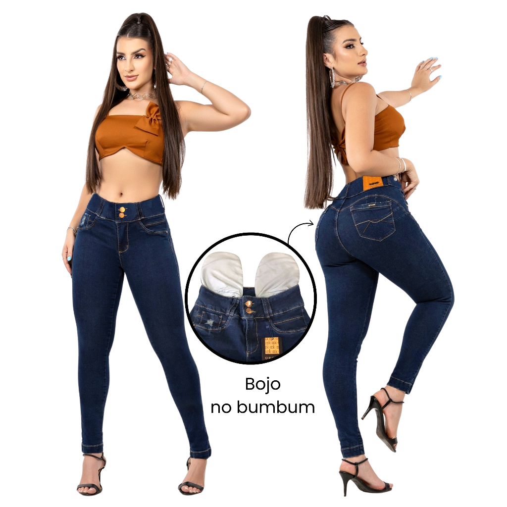 Calça Jeans Feminina Premium Empina Bumbum Cintura Alta Com Lycra Modeladora em Oferta na Shopee