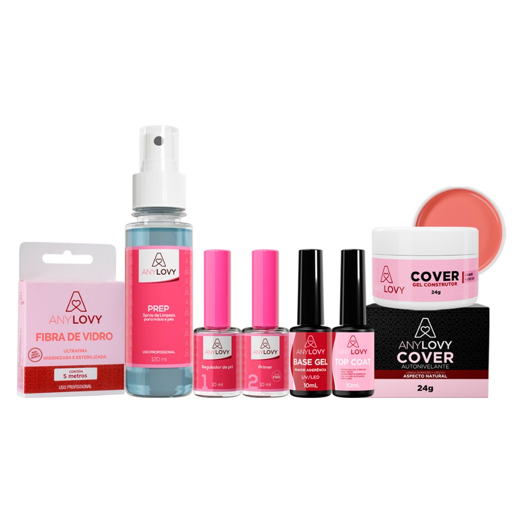 Kit Any Lovy Fibra De Vidro Gel Construtor (A Escolher) 24g Prep Primer Regulador De Ph Topcoat