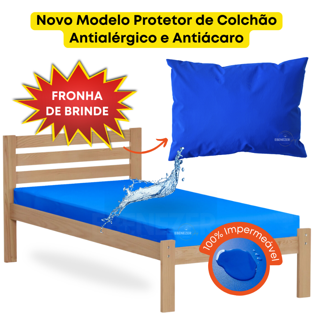 Capa Colchão Impermeável Protetor Cama Casal Queen Solteiro Berço Box Conjugado e Fronha Impermeável