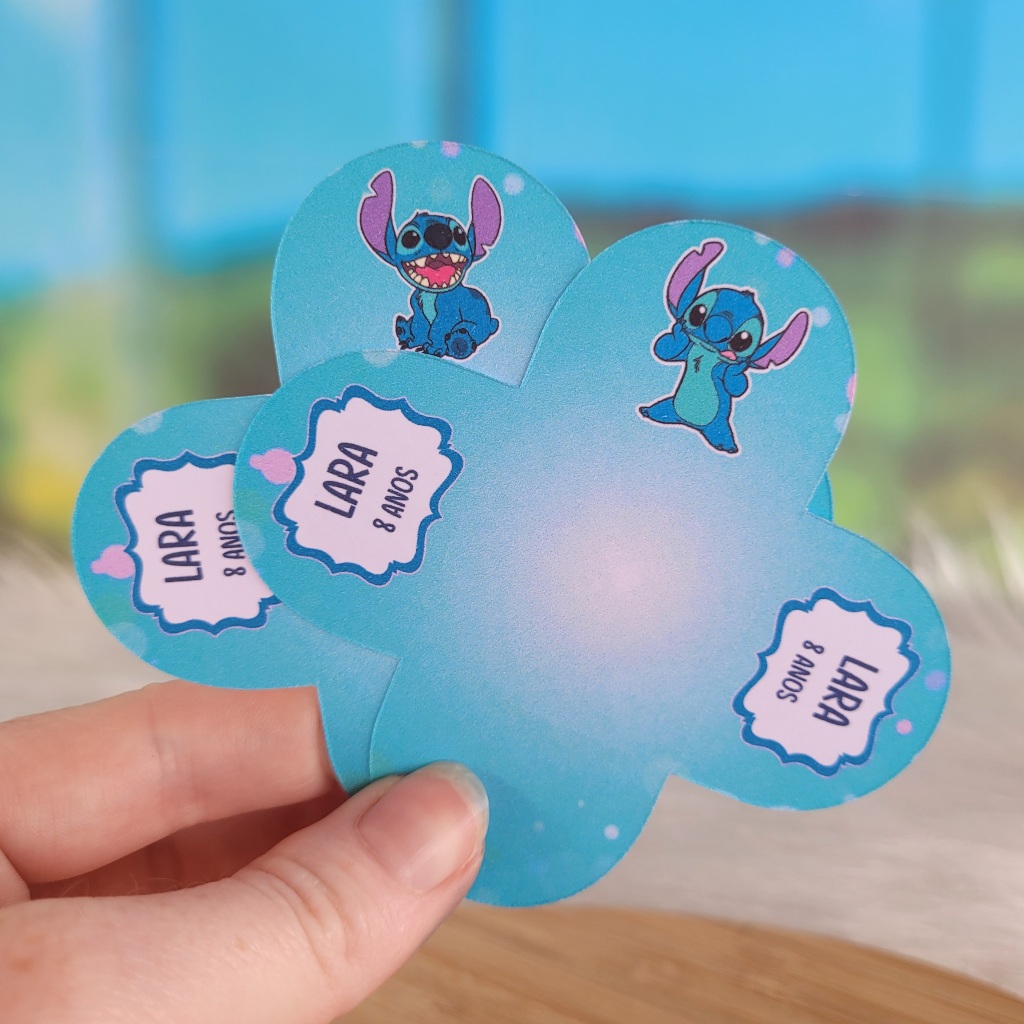24 a 96 Forminha de doce brigadeiro Personalizada STITCH - 4 pétalas - Festa de aniversário - Lembrancinha