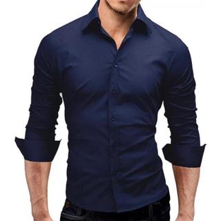 Camisa Social Slim Fit Azul marinho luxo