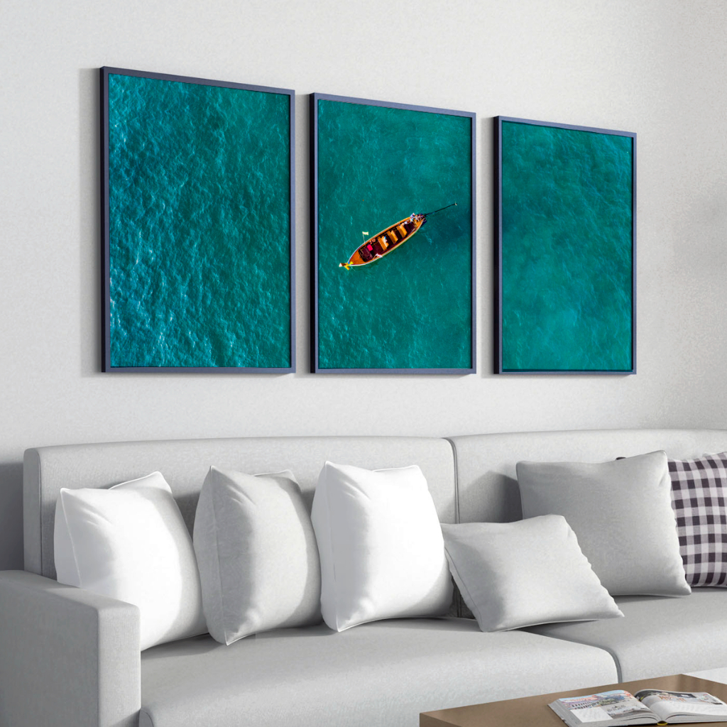 Quadro Sala Grande com Moldura 50X70 cm Arte Exclusiva Barco a Deriva — imagem 2 de 2
