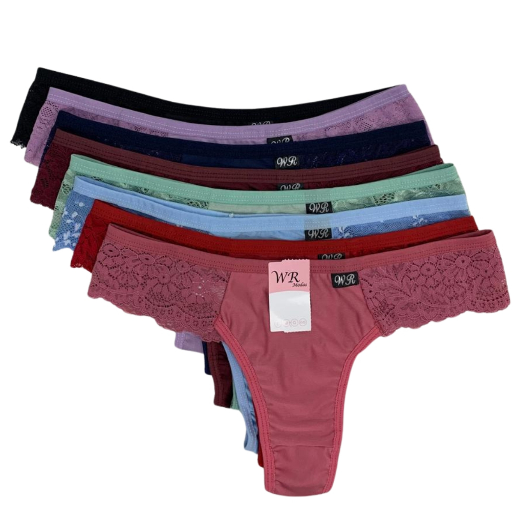 Kit 10 calcinhas fio dental lateral de renda conforto ideal dia a dia sexy lingerie adulta