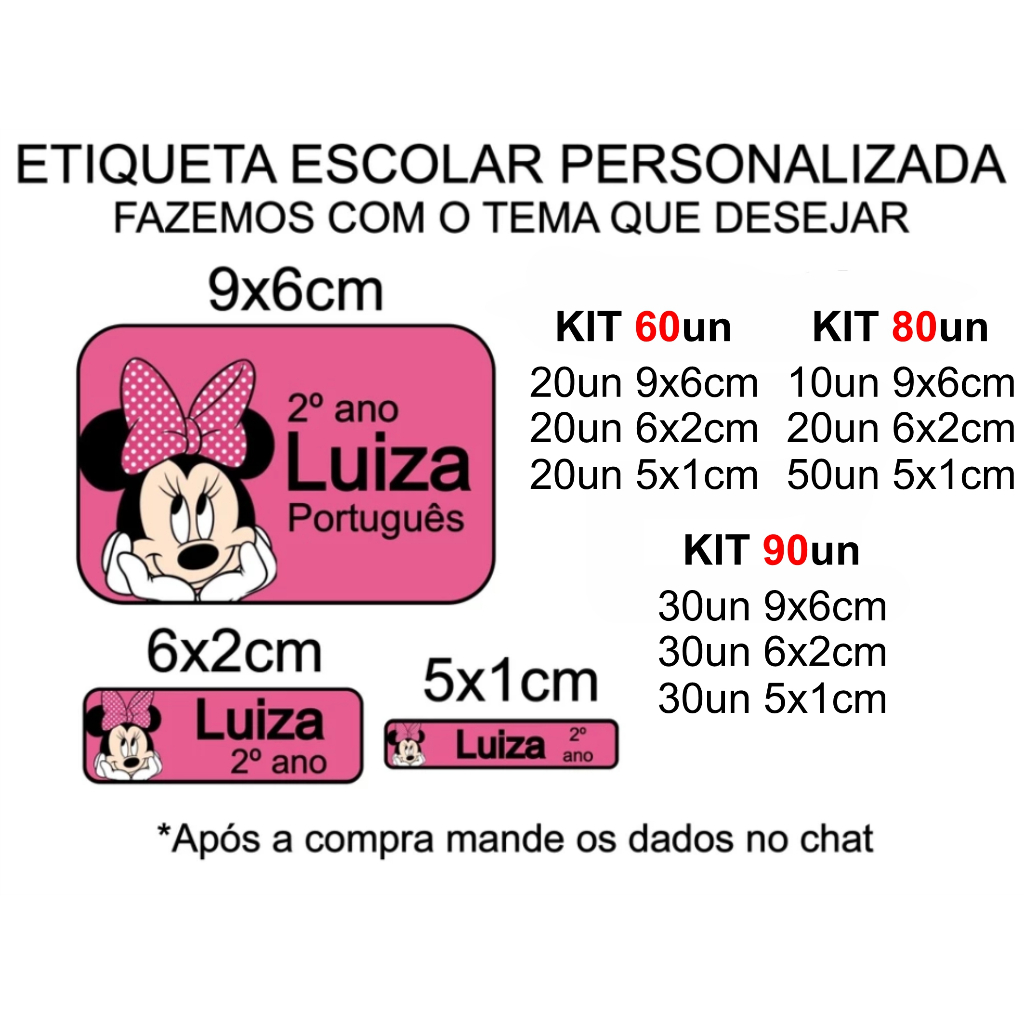 Kit Etiqueta Escolar Adesiva Personalizada Qualquer Tema em Oferta na Shopee