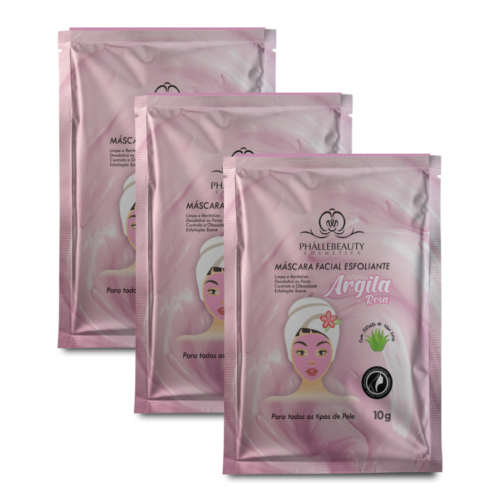 Detalhes do Máscara Facial Esfoliante Argila Rosa Sachê Phálle Beauty PH0053