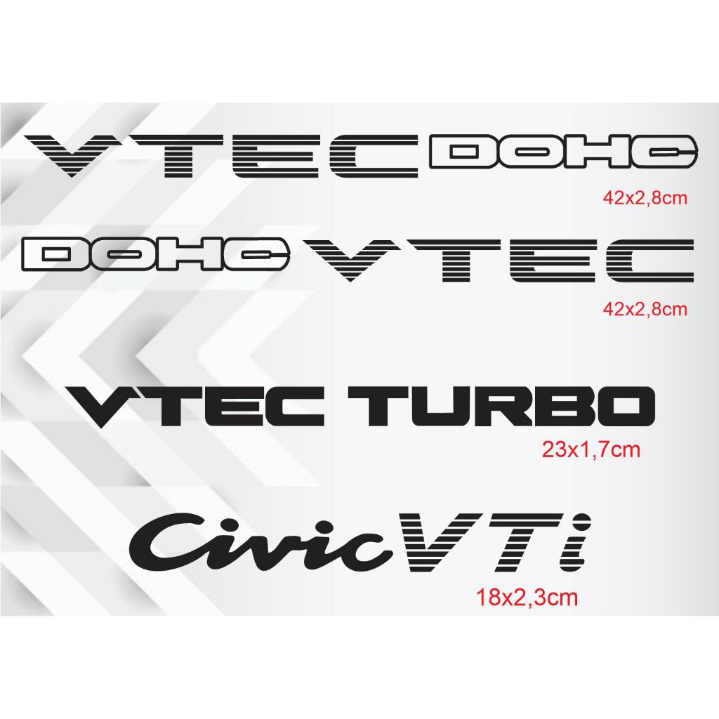 Kit Com 4 Adesivos -honda Civic Vti + Vtec Dohc + Vtec Turbo