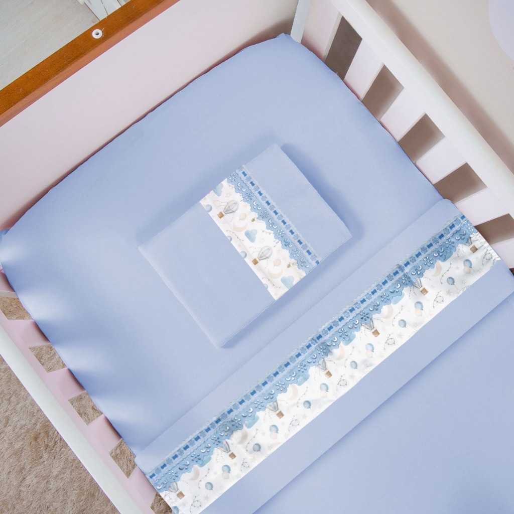 Jogo Lençol Bebê MINI BERÇO 03 Peças Percal 400 Fios Decorado Menino Menina