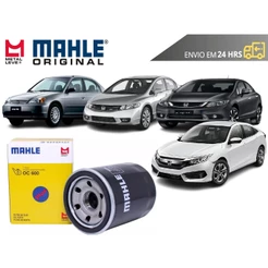 Filtro de Óleo Honda Civic todos de 2003 a 2022 Original Mahle Metal leve