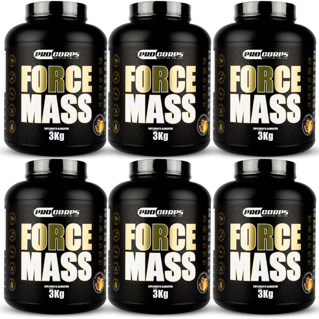 6 Unidades Suplemento Hipercalórico 3kg Force Mass Ganhe Massa Muscular Pro Corps