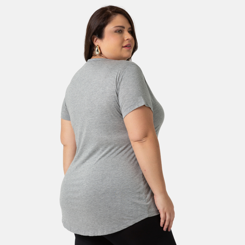 Blusa Tampa Bumbum Básica Moda Plus Size Long Line 1126-C1 em Oferta na Shopee