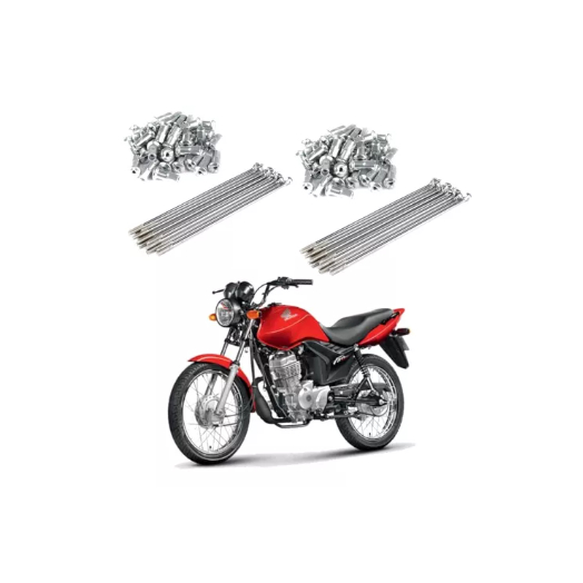 Kit 2 Jogo Raio Inox CG Titan 125 Fan 125/150/160 Start(Freio Disco Diant e Tambor Tras)