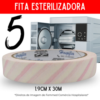 5 Fita Indicadora Esterilização em Autoclave Hospflex 19x30cm Melhor Custo Benefício. em Oferta na Shopee