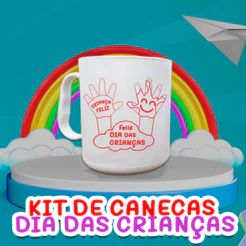 KIT DE 10/20/30/40 CANECAS ESPECIAL DIA DAS CRIANÇAS 400 ML PLÁSTICO LEMBRANCINHA ESCOLA FESTA