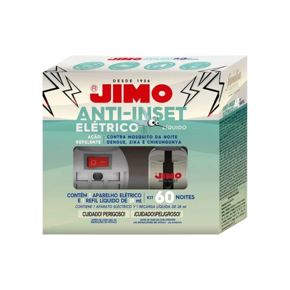 Jimo Anti Inset Aparelho + Refil Elétrico 28ml Contra Mosquitos Da Dengue, Zika, Chikungunya