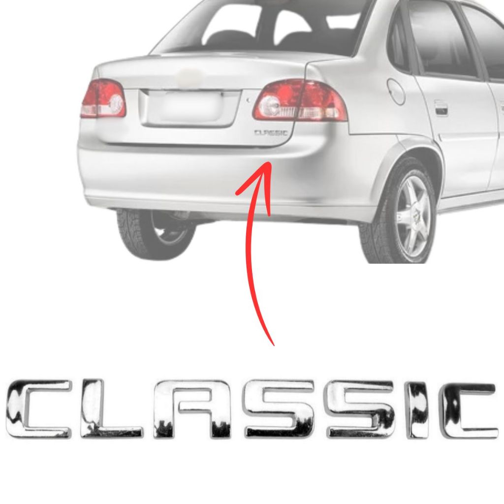 Emblema letreiro CLASSIC – Corsa Classic 2008 a 2016 em Oferta na Shopee