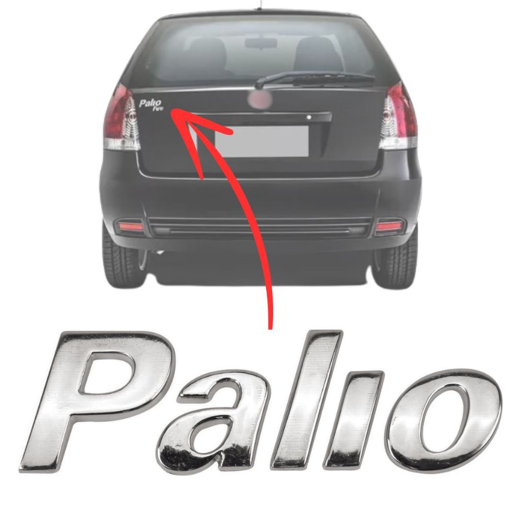 Emblema letreiro PALIO 00 a 10 CROMADO em Oferta na Shopee
