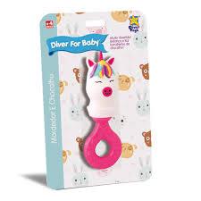 Mordedor Chocalho Unicornio  Dinossauro - Diver For Baby - Divertoys