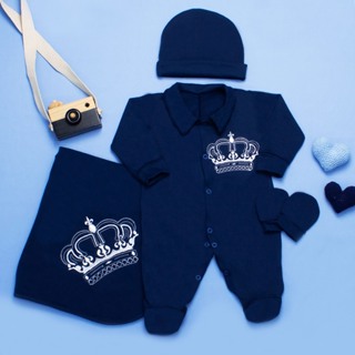 Saida Maternidade Menino Azul Marinho Príncipe 04 Peças em Oferta na Shopee