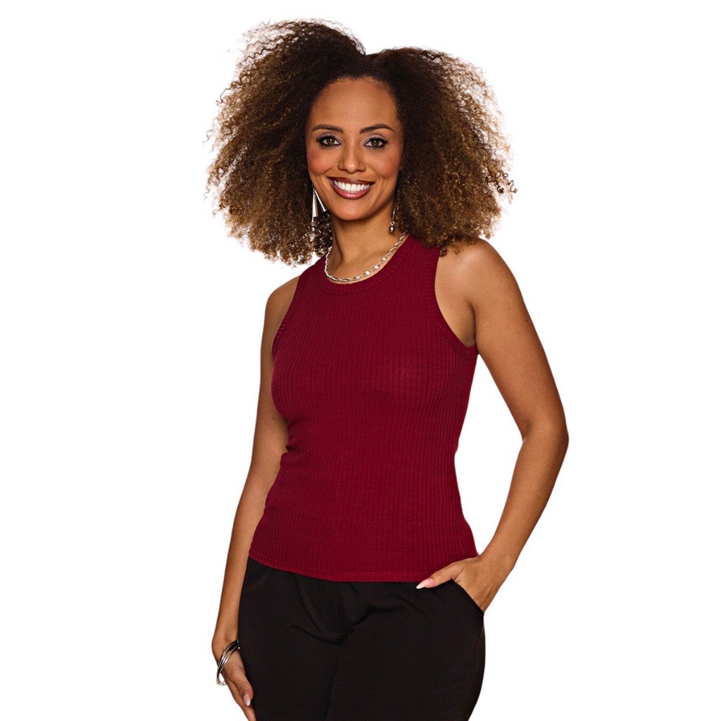 Blusa Feminina Canelada Ribana Regata Nadador Plus Size G1 G2 Moderna Estilosa Casual Tendência