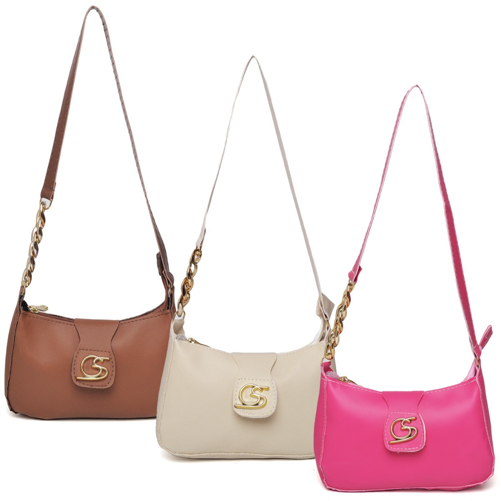 Meia Lua Gaby Show Kit 3 - Bolsa Pequena Botão De Pressão, Alça De Ombro, Bolsa Festa, Casual, Luxo
