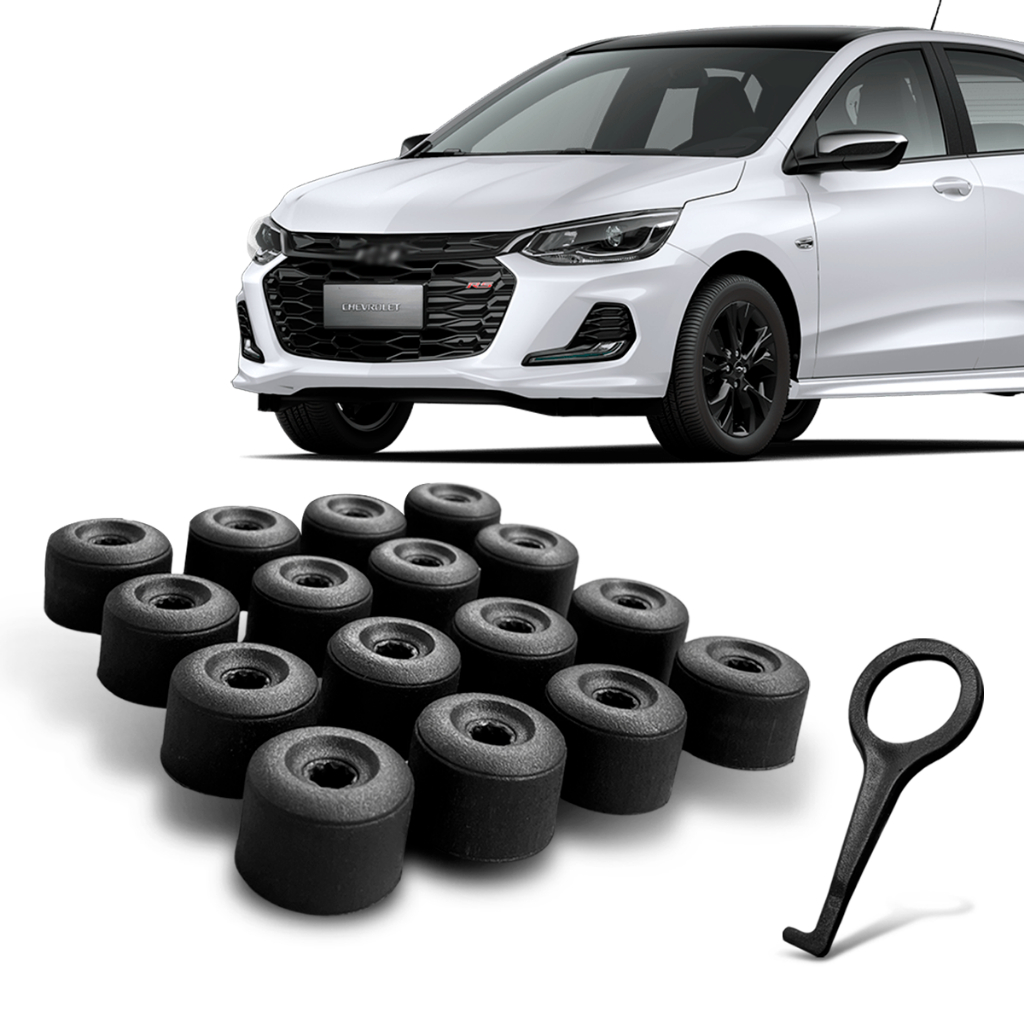 Kit Jogo 16 Capa Parafuso Anti Furto Roda Onix Turbo Ltz Lt Joy Top de linha