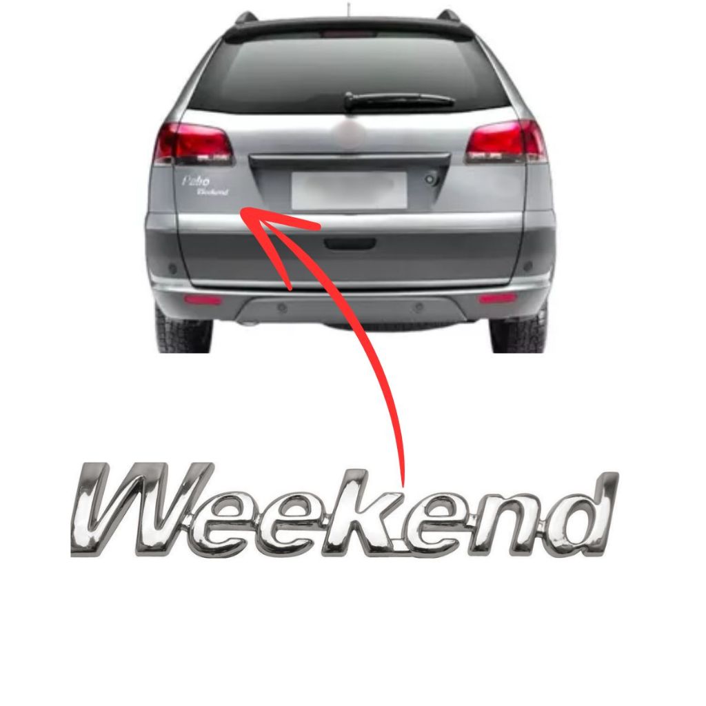 Emblema letreiro WEEKEND para PALIO WEEKEND 00/16 - CROMADO em Oferta na Shopee