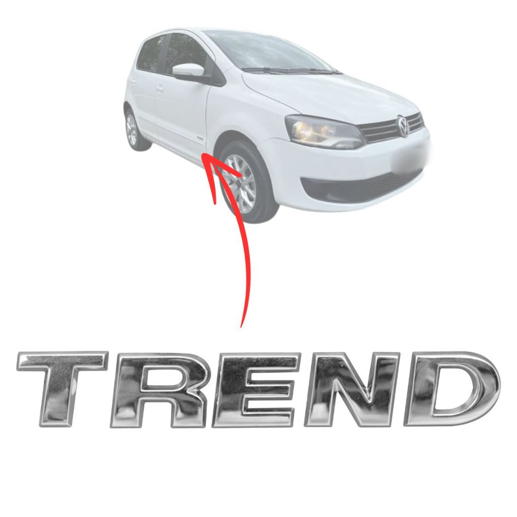 Emblema letreiro TREND  –  carros vw 2008 a 2012 – CROMADO em Oferta na Shopee