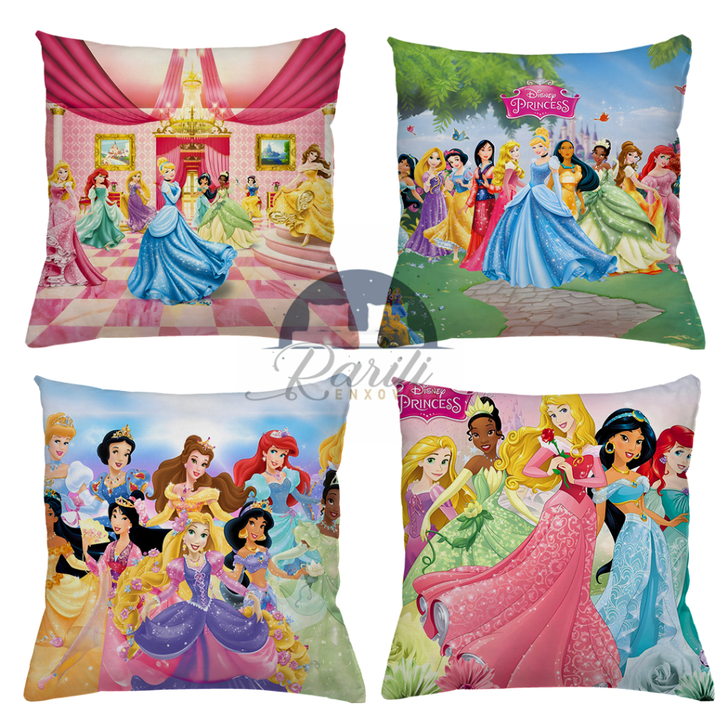 KIT 4 CAPAS DE ALMOFADAS PRINCESAS QUARTO DE MENINA IDEAL PARA DECORAÇÃO TAMANHO 45X45 em Oferta na Shopee