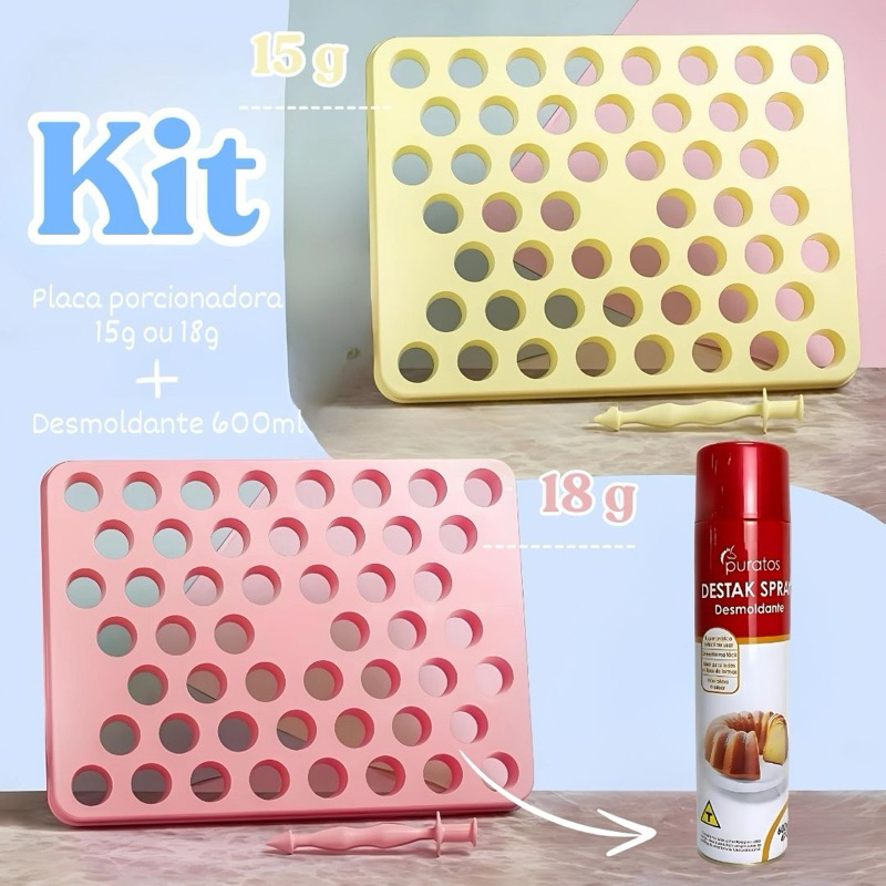kit 1 PLACA PORCIONADORA DE DOCES 12 , 15 ou 18 G BLUESTAR + 1 DESMOLDANTE 600 ml PURATUS em Oferta na Shopee