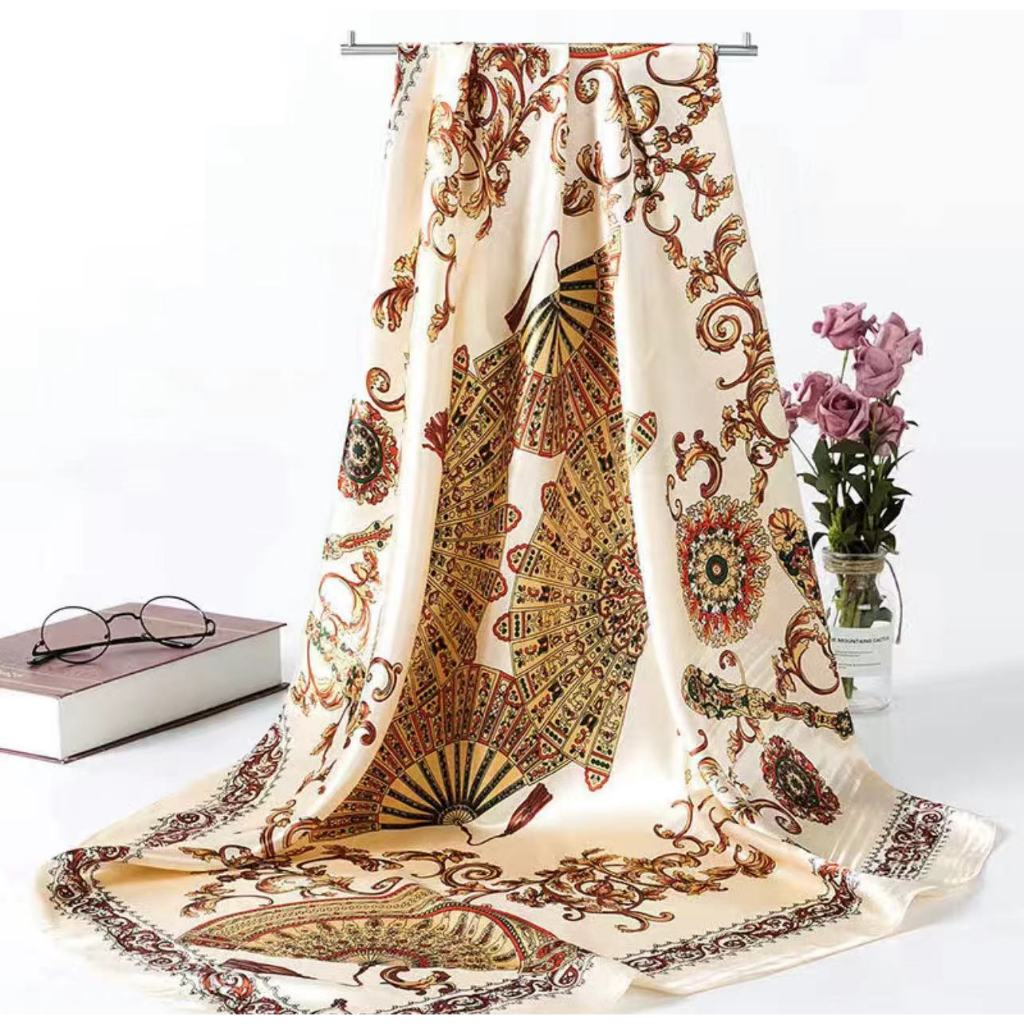 bandana cetim e seda feminino lenço de pescoço cabeça cabelo cachecol encharp 90cm X 90cm em Oferta na Shopee