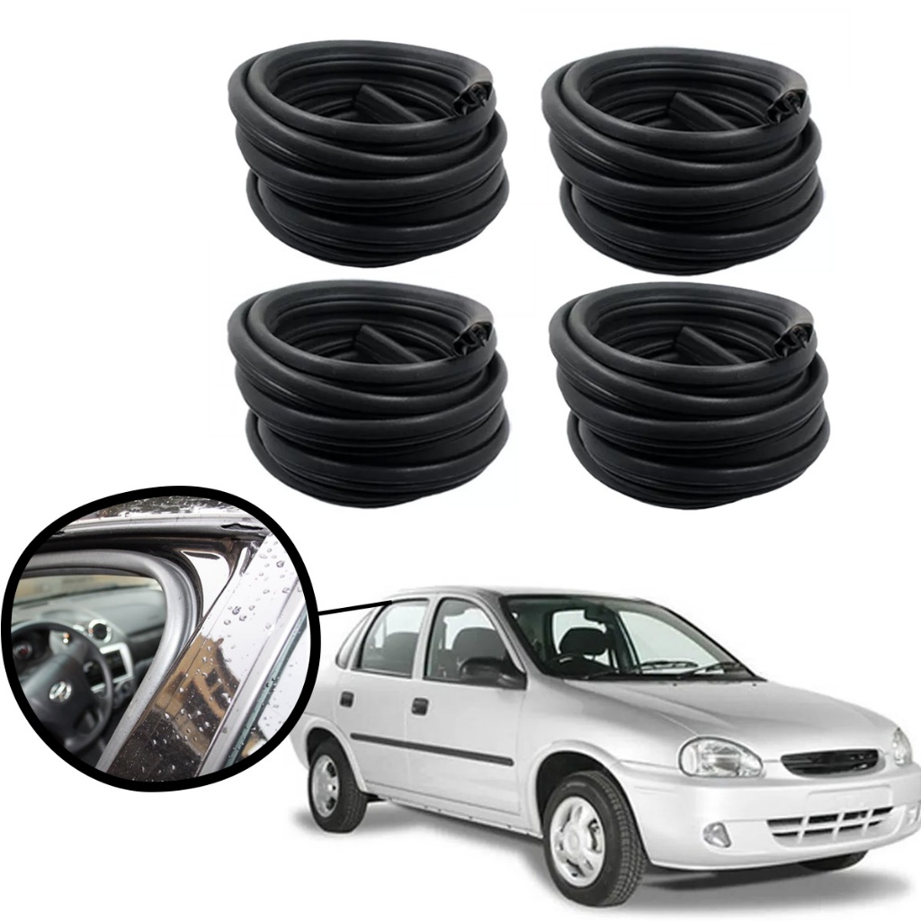 Kit 4 Borracha Vedação Porta Corsa Sedan Hatch Classic Waggon Dianteira e Traseira
