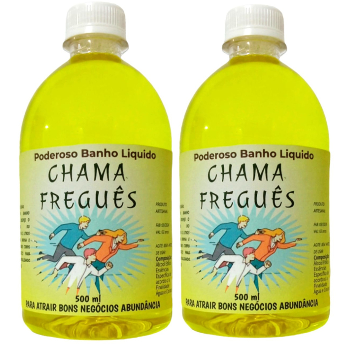 KIT Banho Chama Freguês -  2 Unidades  (500 ML)  Poderoso  Liquido - Atrair Bons Negócios Abundâcia em Oferta na Shopee